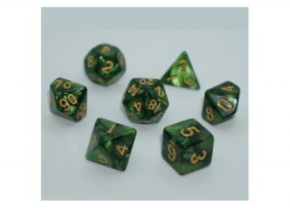 Набор кубиков Pearl 7 Dice Set - Dark Green (w-gold) (7 шт.)