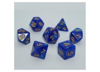 Набор кубиков Pearl 7 Dice Set - Blue (w-gold) (7 шт.)