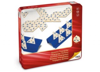 Joc Domino triunghiular in cutie metalica