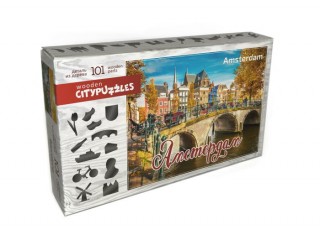 Puzzle din lemn cu figuri Amsterdam, Citypuzzles, 101 el.