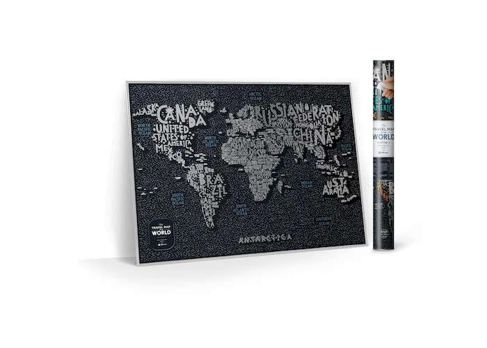 Скретч карта мира в подарочном тубусе Travel Map Letters World