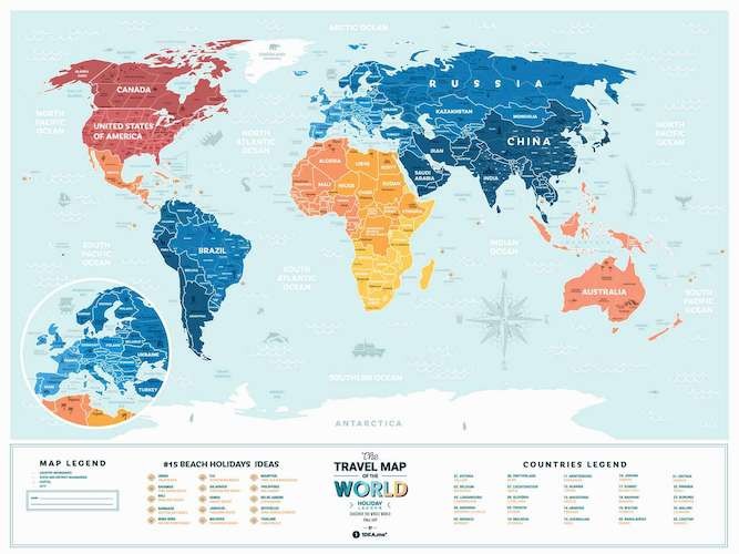 Скретч карта мира в подарочном тубусе Travel Map Holiday Lagoon World