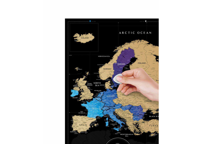 Скретч карта мира в подарочном тубусе Travel Map Black Europe