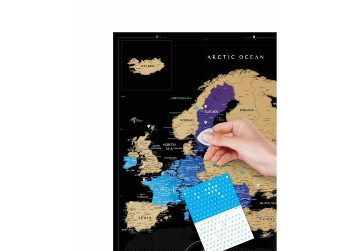Скретч карта мира в подарочном тубусе Travel Map Black Europe