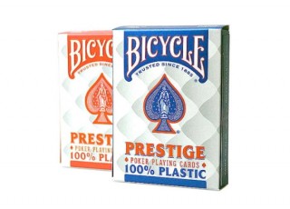 Карты игральные Bicycle Prestige Rider Back 100% Plastic Jumbo (red/blue)