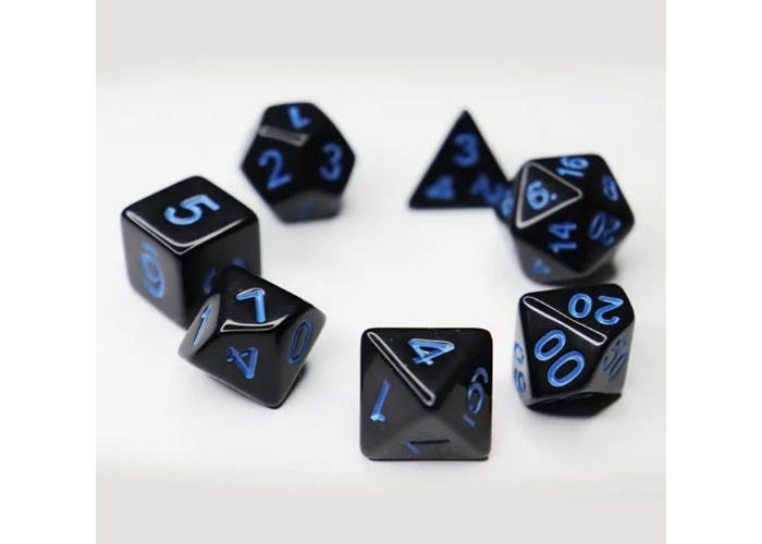 Набор кубиков Opaque 7 Dice Set - Black (w-blue) (7 шт.)