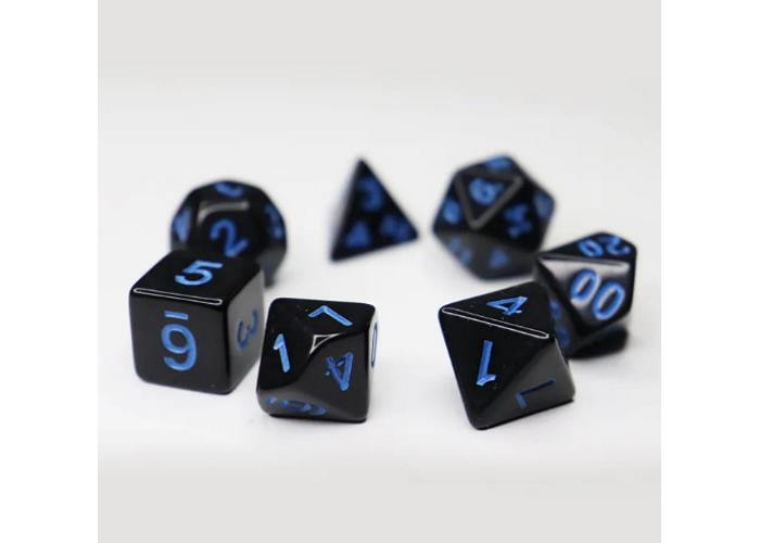 Набор кубиков Opaque 7 Dice Set - Black (w-blue) (7 шт.)