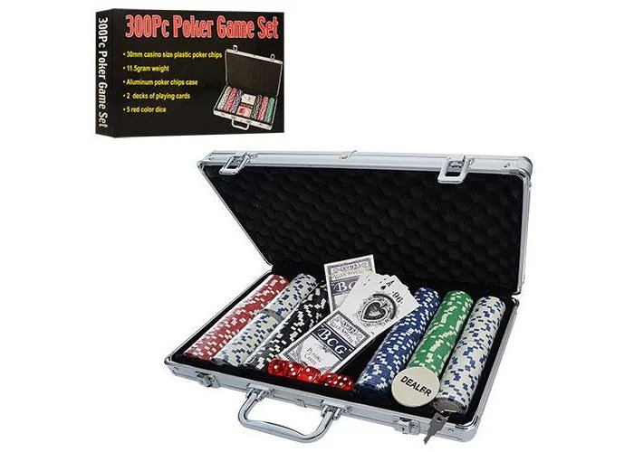 Покерный набор 300 фишек по 11,5 г с номиналом (алюминиевый кейс)