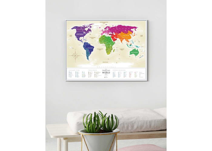 Скретч карта мира в раме Travel Map Gold World