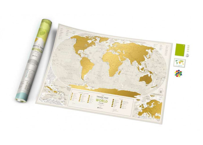 Скретч карта мира в подарочном тубусе Travel Map Geography World