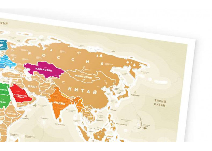 Скретч карта мира в подарочном тубусе Travel Map Gold World
