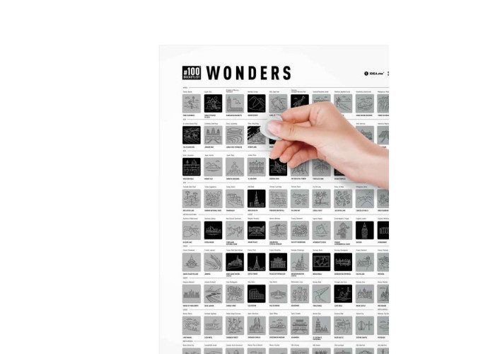 Poster răzuit în tub cadou #100 Bucketlist Wonders editie