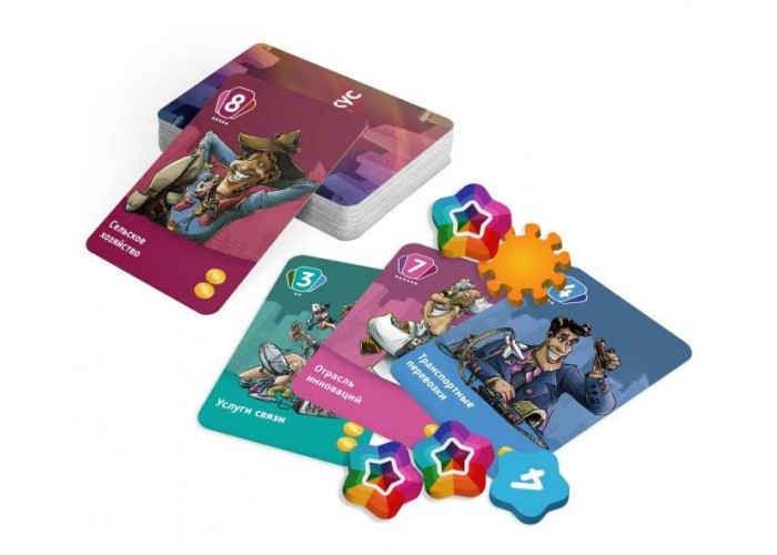 Компоненты настольной игры Экономикус. Карточная игра