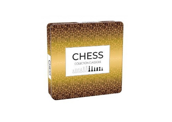 Коробка настольной игры Шахматы в металлической коробке