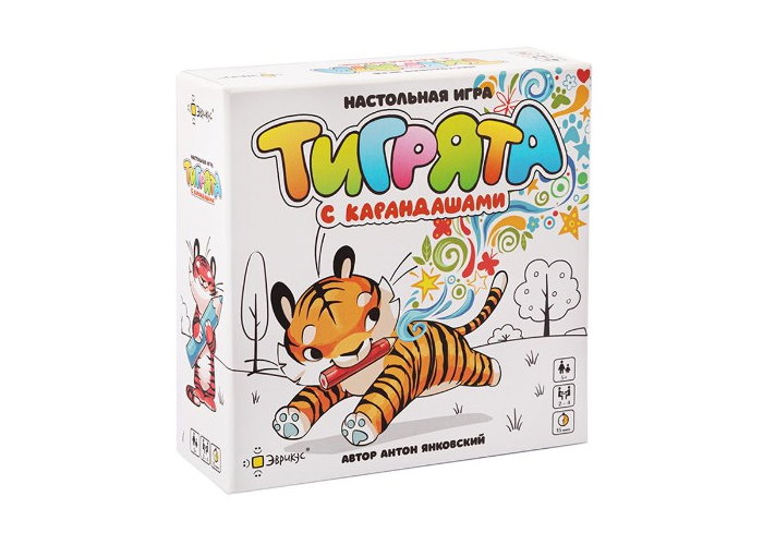 Коробка с настольной игрой Тигрята с карандашами